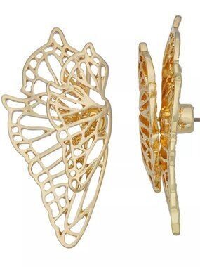 VERA WANG Romantic Gold Butterfly Cutout Front Back Stud Earrings**NEW!